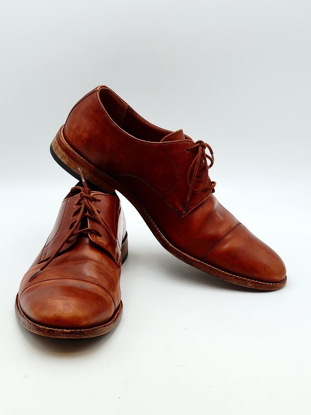 Clarks Mens Un Hugh Cap Brown Leather Dress Oxford Shoes Sz 10.5 M